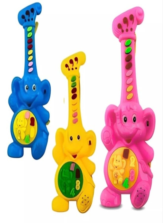 Guitar Musical with Light Toy for Kids Pack of 3 (Colour Send as pr Stock)
